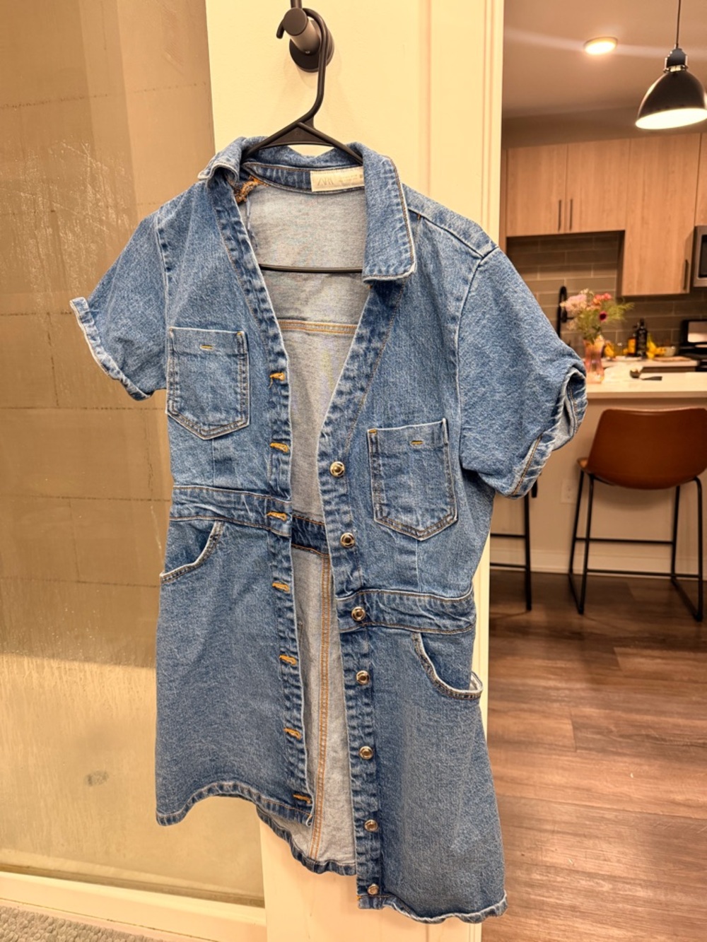 Zara Blue Denim Midi Dress